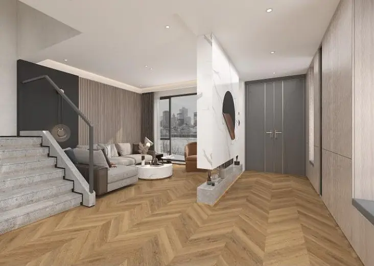 SPC ламинат Damy Floor Chevron Сен-Клу DF10-Ch - фото интерьера