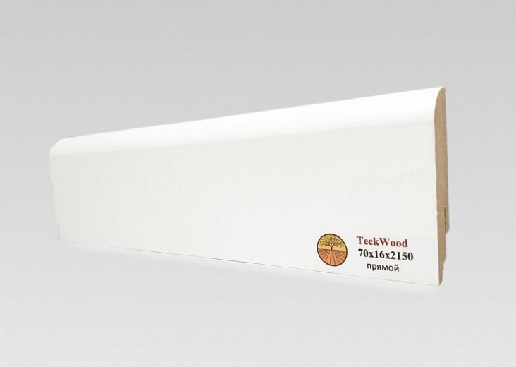 Плинтус TeckWood Ламинированный белый Прямой 70х16 мм