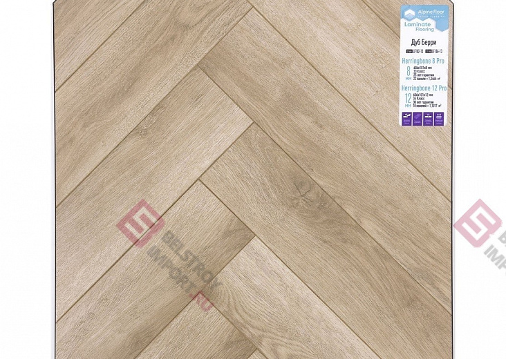Ламинат Alpine Floor Herringbone 12 Pro Дуб Берри LF106-13