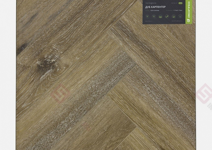 SPC ламинат Decorifica Herringbone Дуб Карпентер