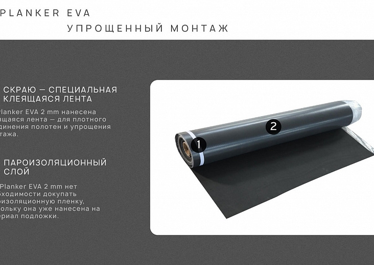 Подложка Planker EVA рулонная с пароизоляцией 2 мм
