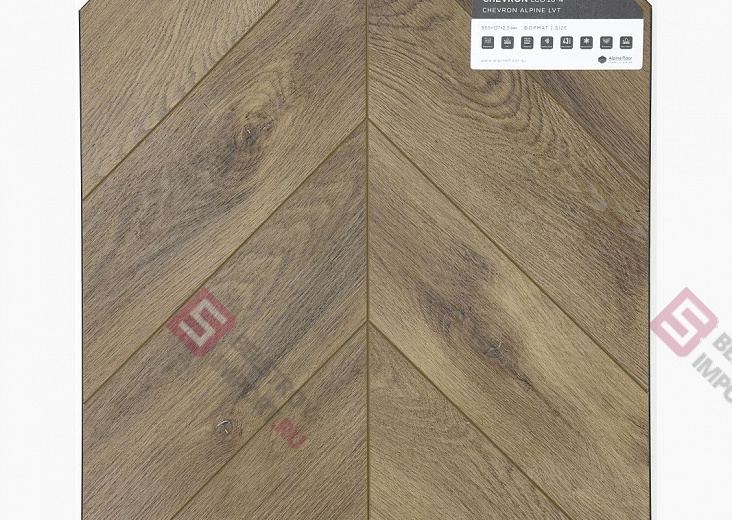 Клеевая кварцвиниловая плитка Alpine Floor Chevron LVT Дуб Насыщенный ECO 20-4